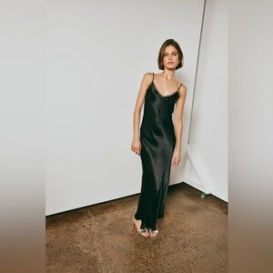 NWT VRG GRL Isle Of Paradise Bias Cut Maxi Dress Black Size S/8